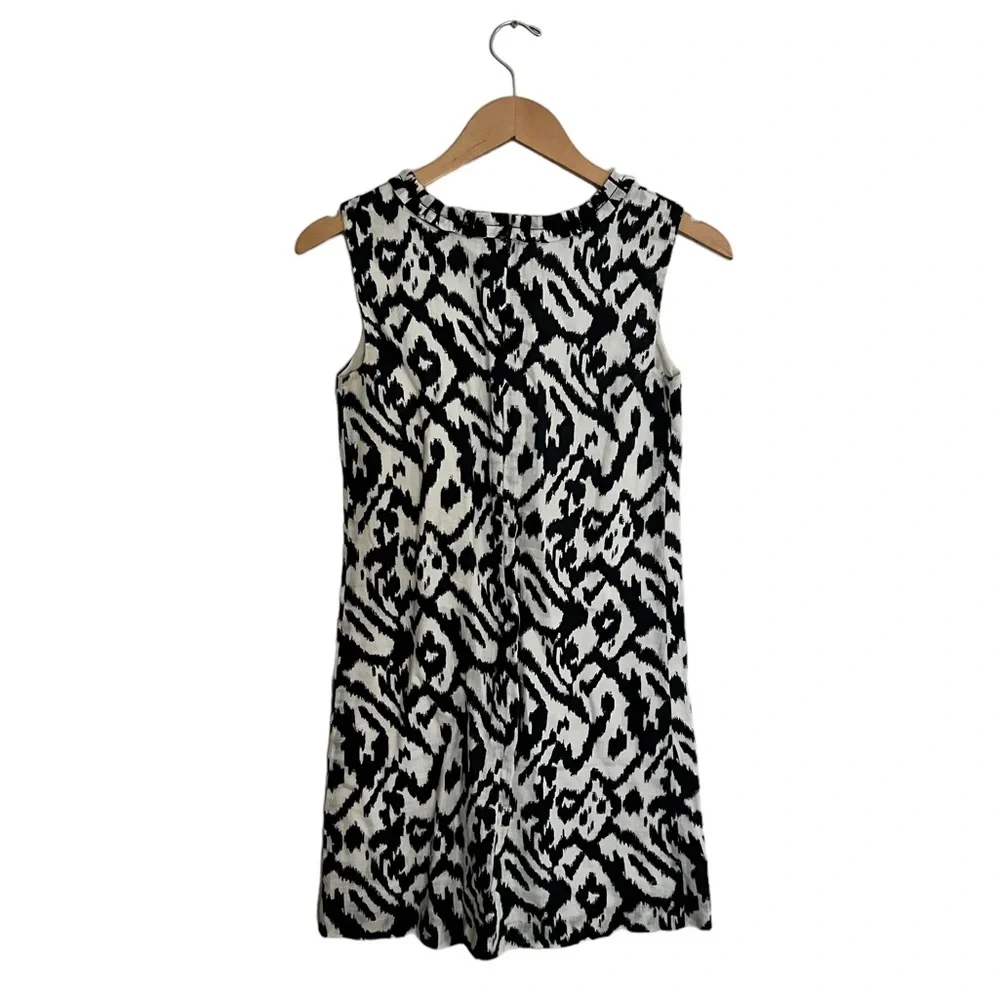 Loft Black & White Abstract Sleeveless Midi Dress Size 0P - Picture 3 of 3